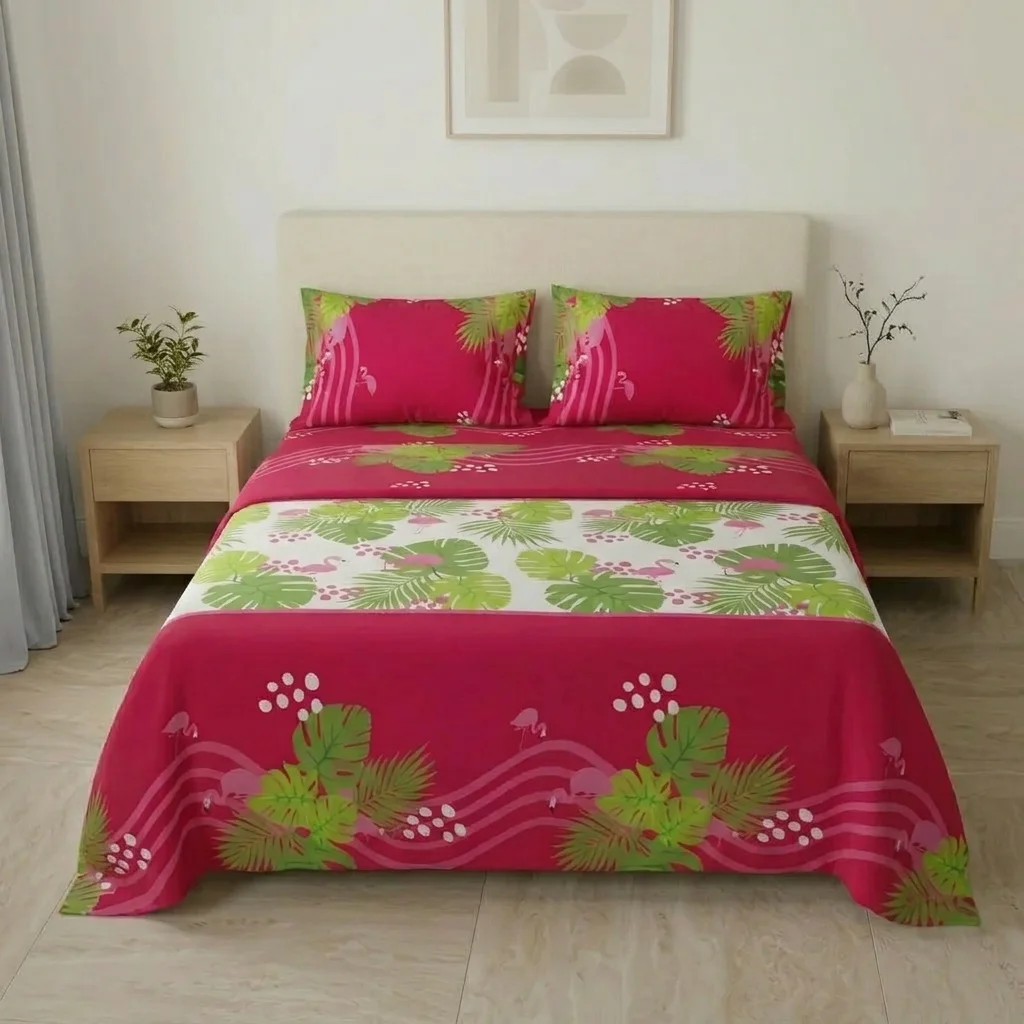 Juego de Sábanas Microfibra Suavizada Paraíso Tropical Salmon-3