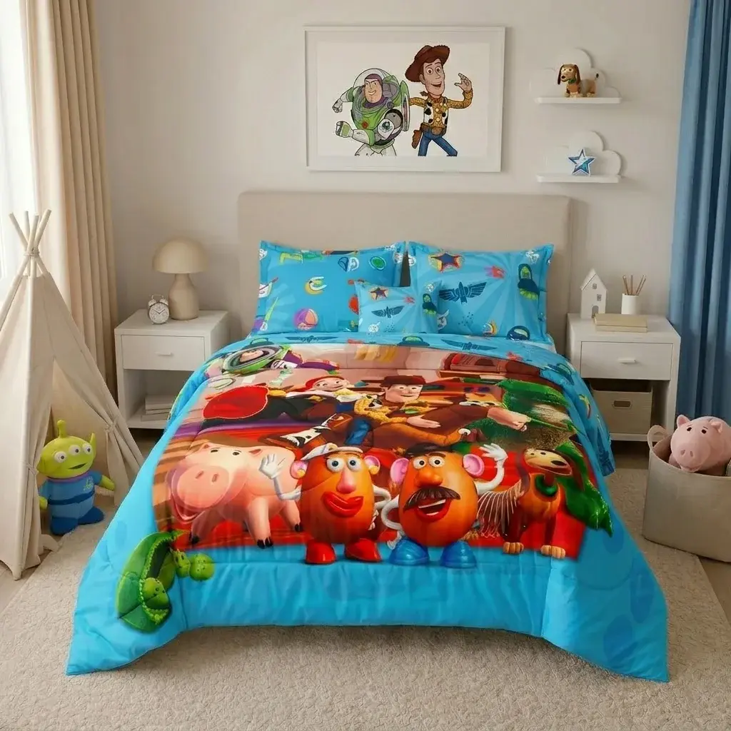 Cubrelecho Acolchado Disney Core Toy Story Celeste Estampados Animados-3