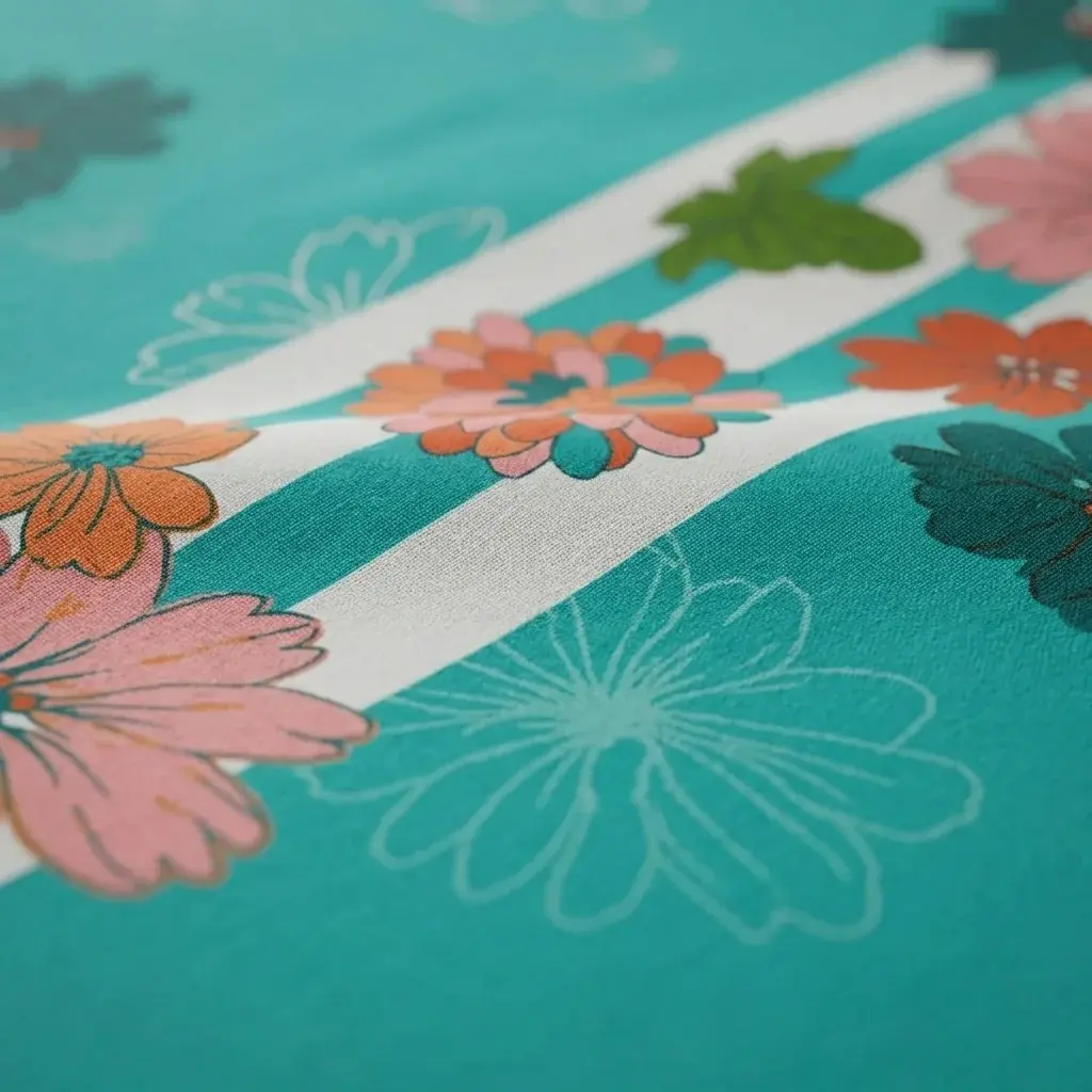 Juego De Sábanas Con Cortinas Flores En Fondo Aguamarina Ultra Suave-4