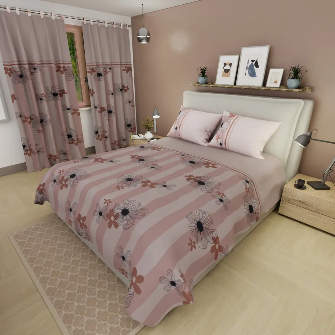 Juego de Sábanas Microfibra Suavizada Delicate Line Flower Rose