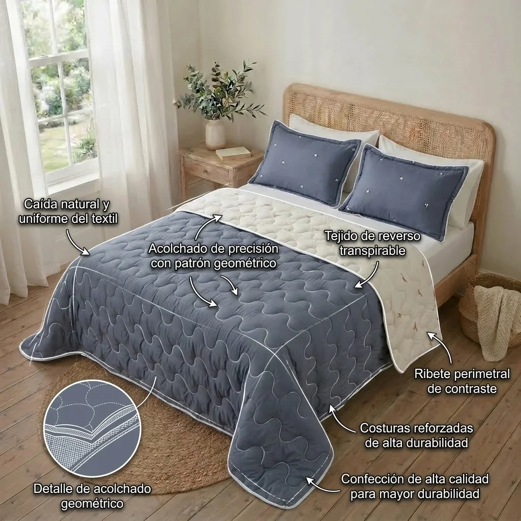 Cubrelecho Acolchado  Cotton Sense Navegante Cruzado-6