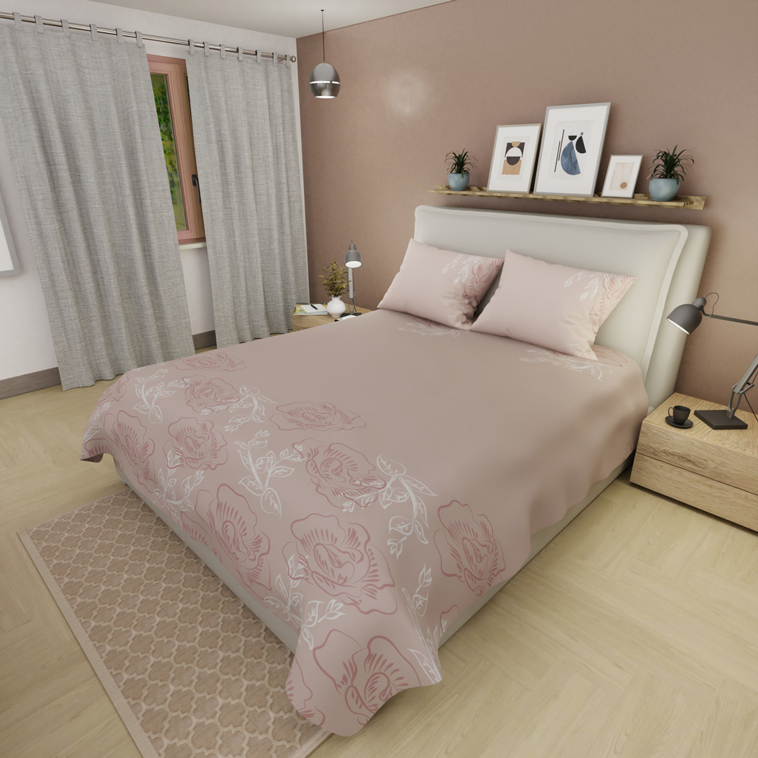 Juego de Sábanas de 250 Hilos Tranquilidad Floral Rosa-2