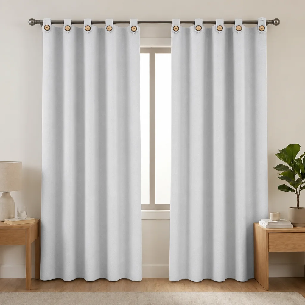 Cortina Black Out Anti-Luz Baltica Boton Plateada Aislantes