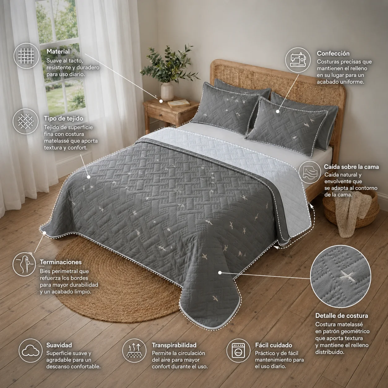 Cubrelecho Termosellado Doble Faz Cotton Sense  Ruta del Mar-5