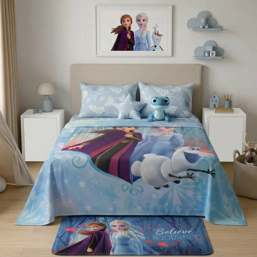 Juego De Sabanas Core Disney Frozen Celeste Estampados Animados-3