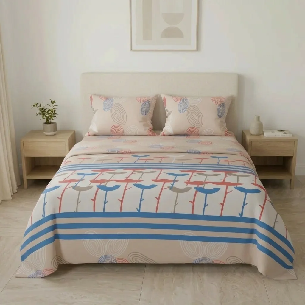 Juego de Sábanas Microfibra Suavizada Espiral de Sueños Crema-3