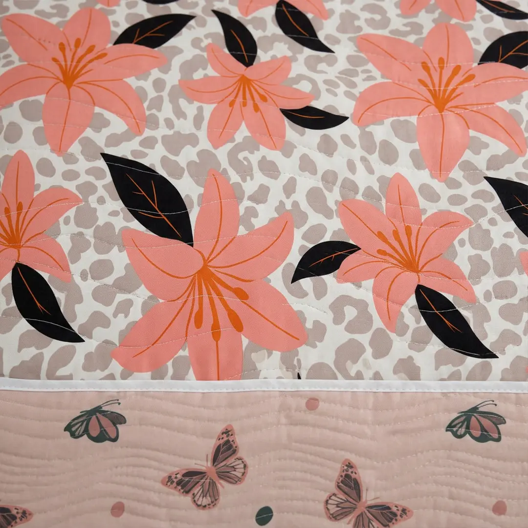 Cubrelecho Estampado Prensado Doble Faz Oasis Mariposa-4