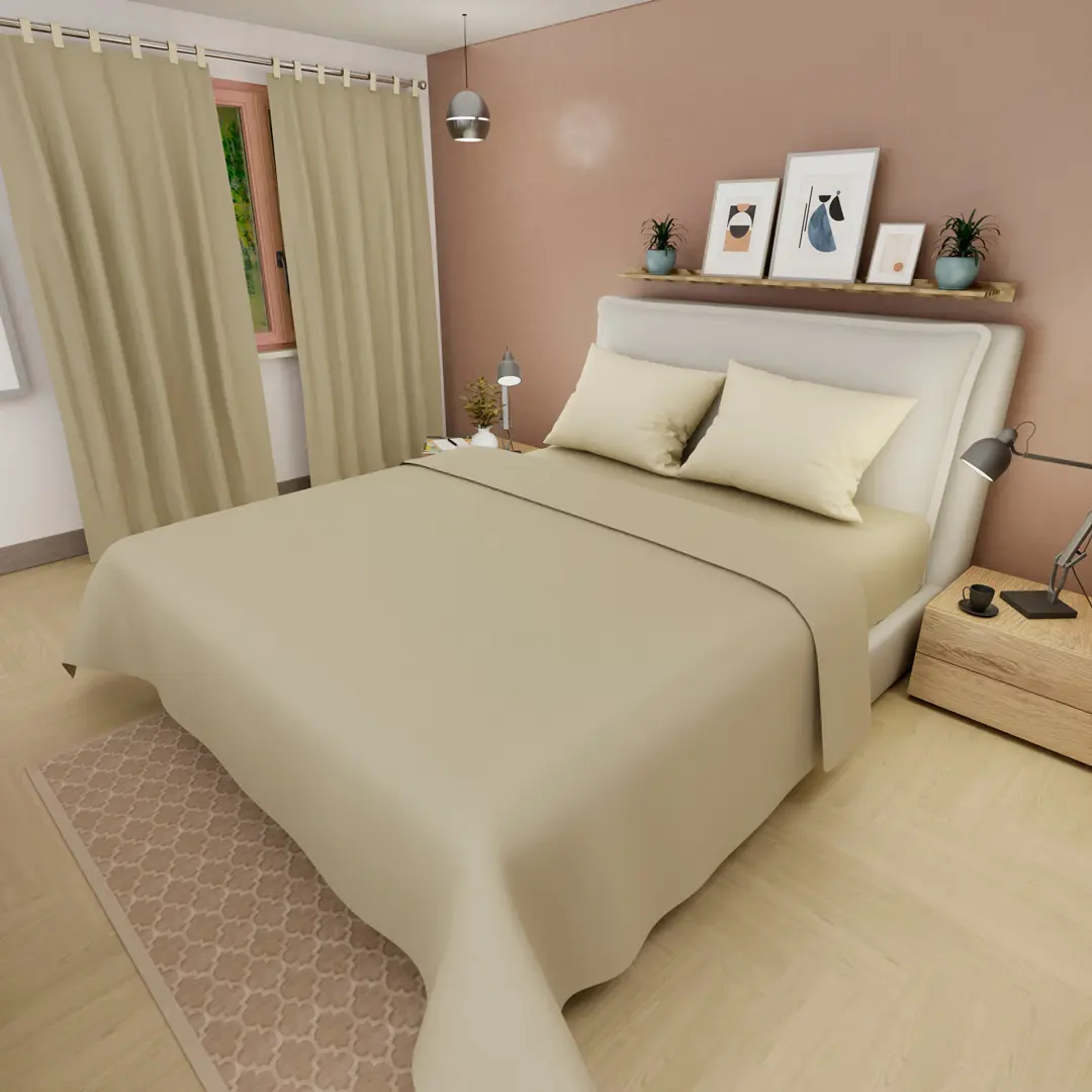 Juego De Sabanas Con Cortina Amarillo Confortable-2