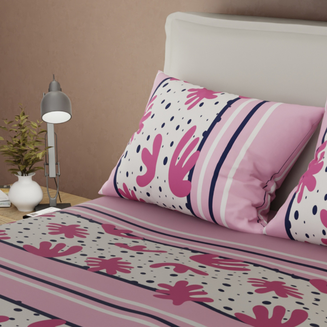 Juego de Sábanas Microfibra Suavizada Forma Activa Rosa-2