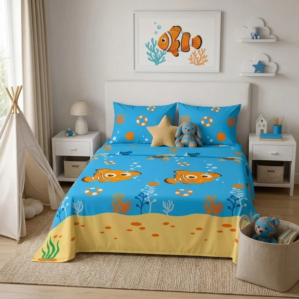 Juegos De Sábanas Disney Buscando A Nemo Celeste Estampados Animados-3