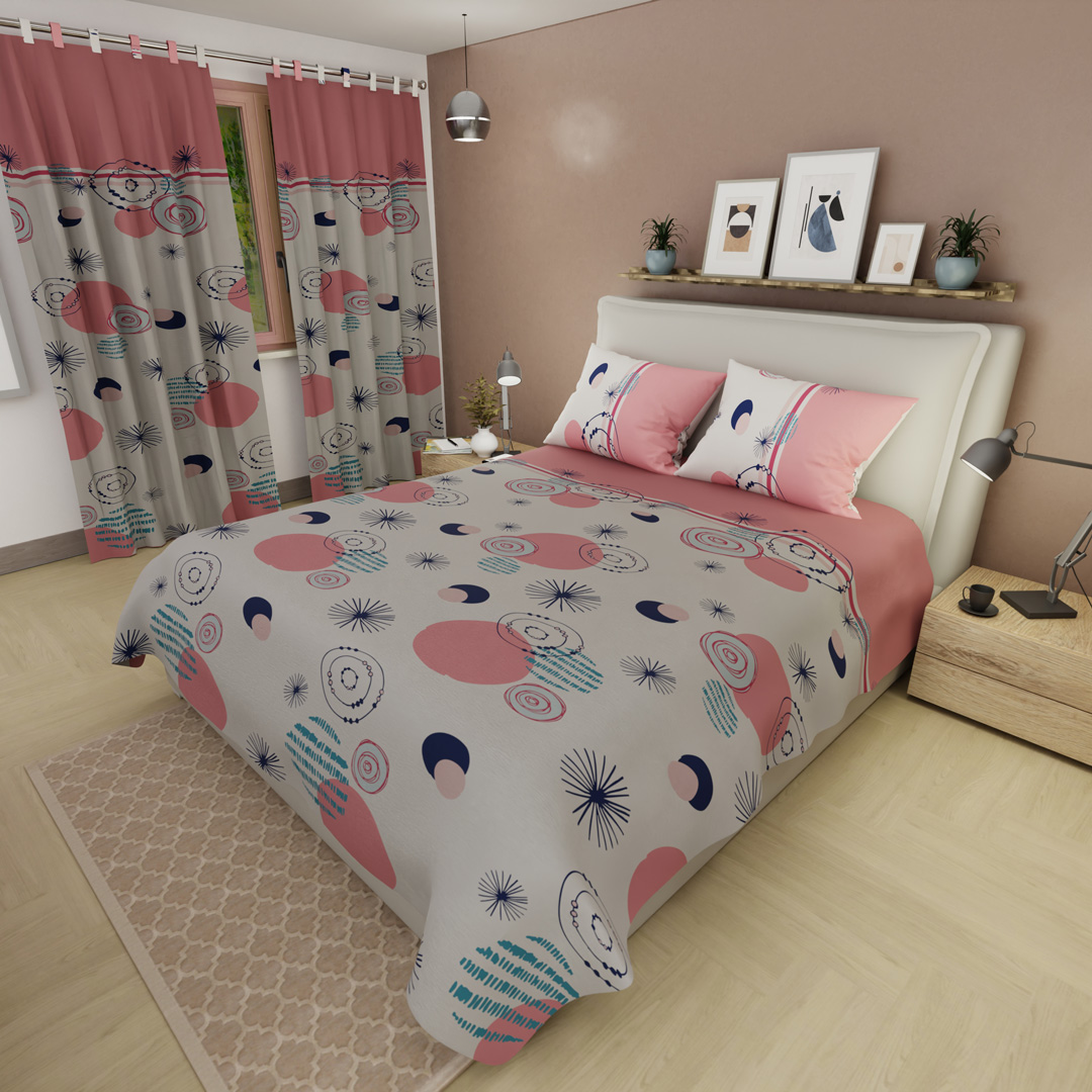 Juego De Sábanas Con Cortinas Urbanix Rosa