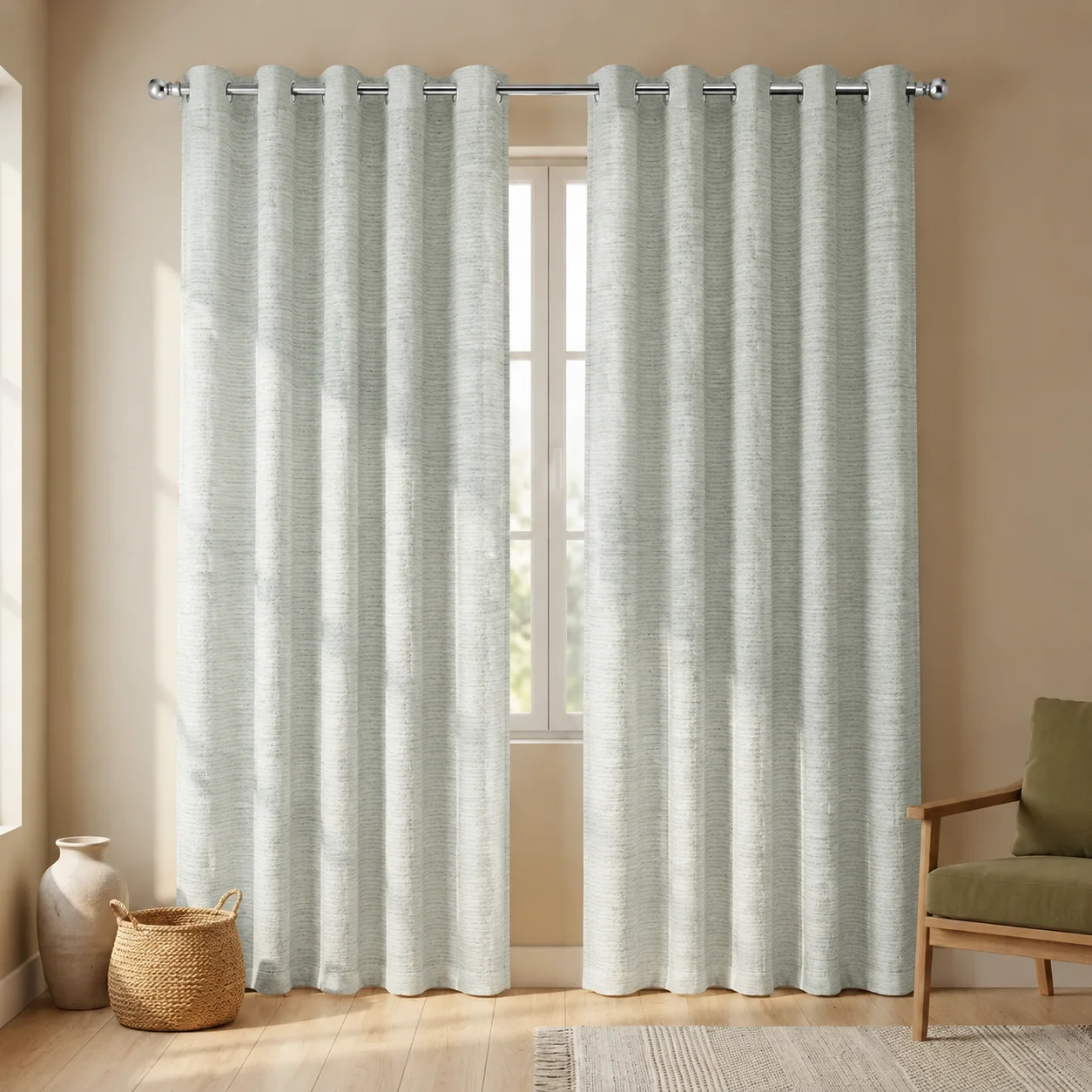 CORTINA LIENZO ARGOLLA GRIS