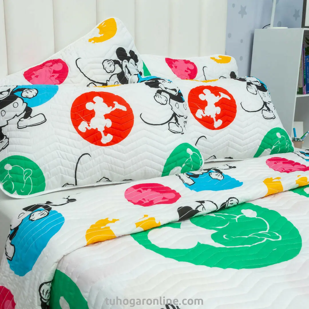 Cubrelecho Prensado Disney Mickey Blanco Estampados Animados-2