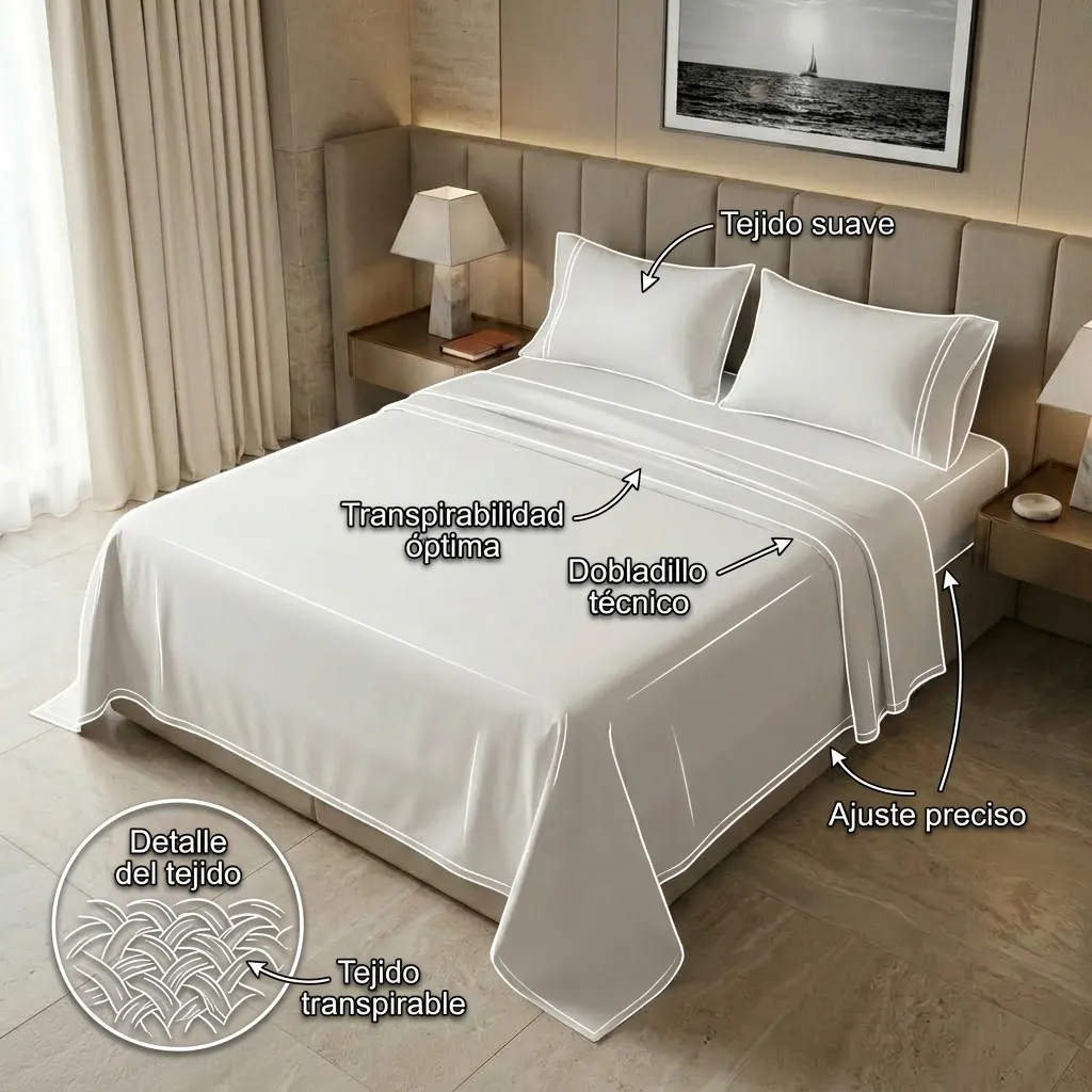 Juego De Sábana Microfibra Suavizada Blanca Hotelera Confortable-6