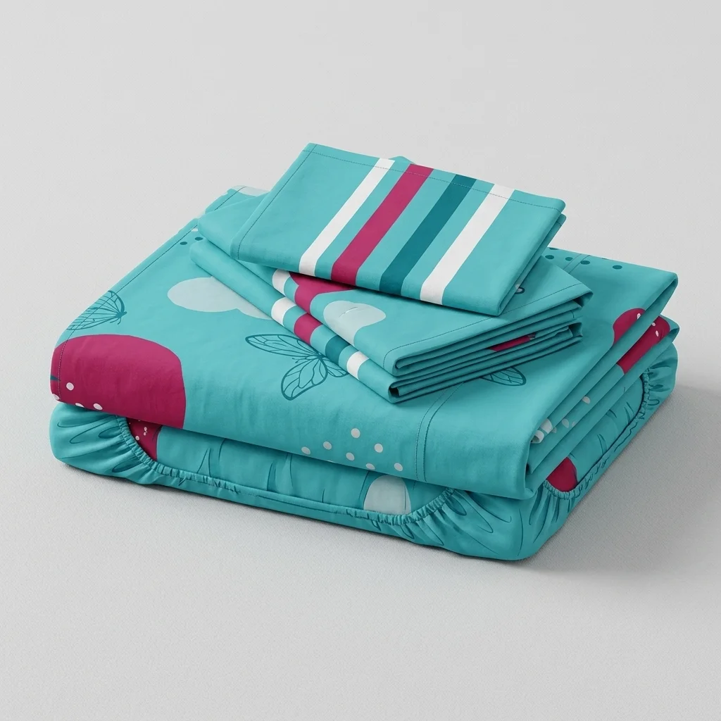Juego De Sábanas Con Cortinas  Aguamarina Mariposas Ultra Suave-5