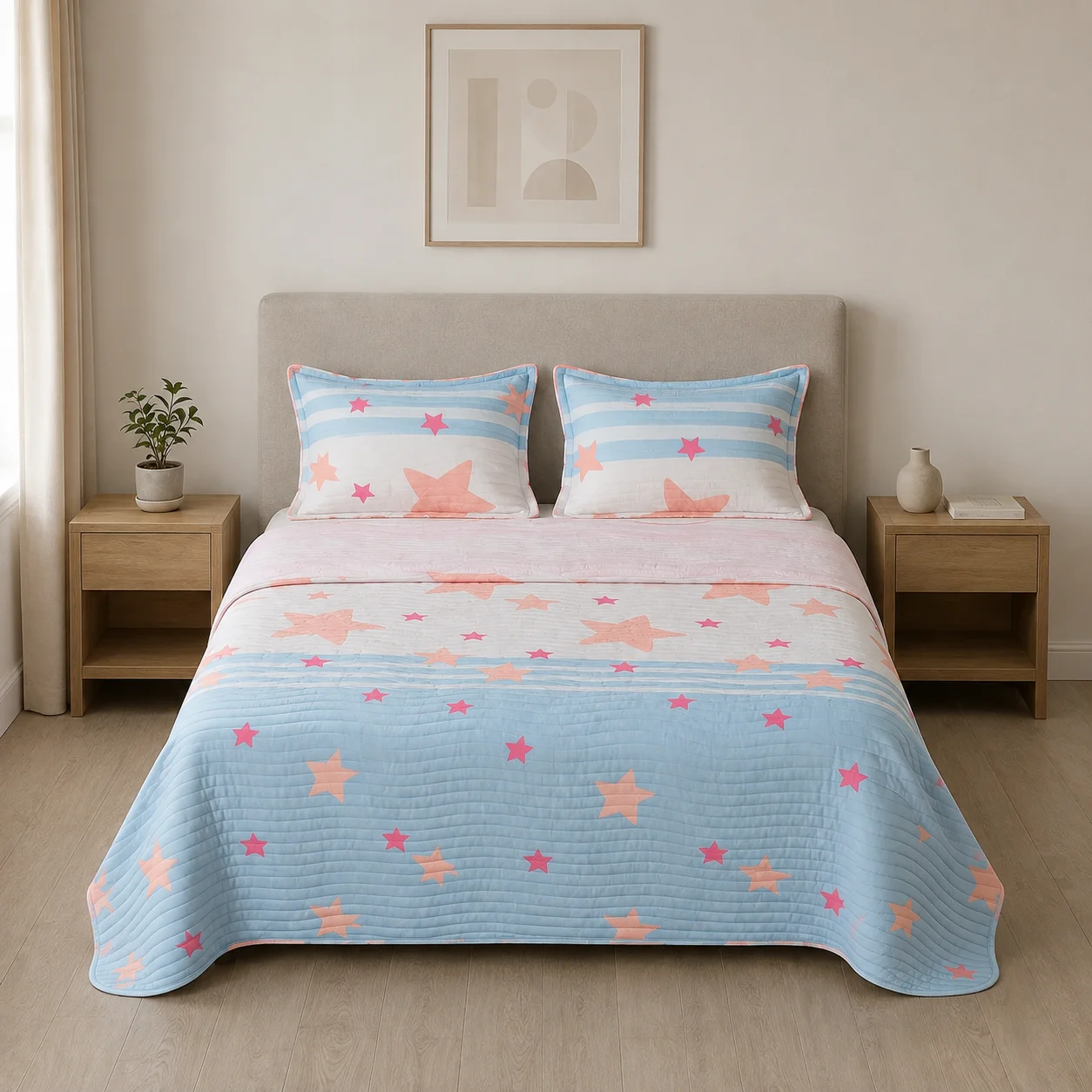 Cubrelecho Estampado Prensado Doble Faz Mundo Mágico-3