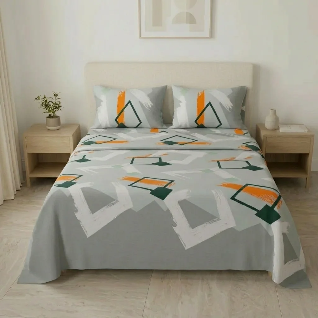 Juego de Sábanas Microfibra Suavizada Ritmo de Colores En Gris-3