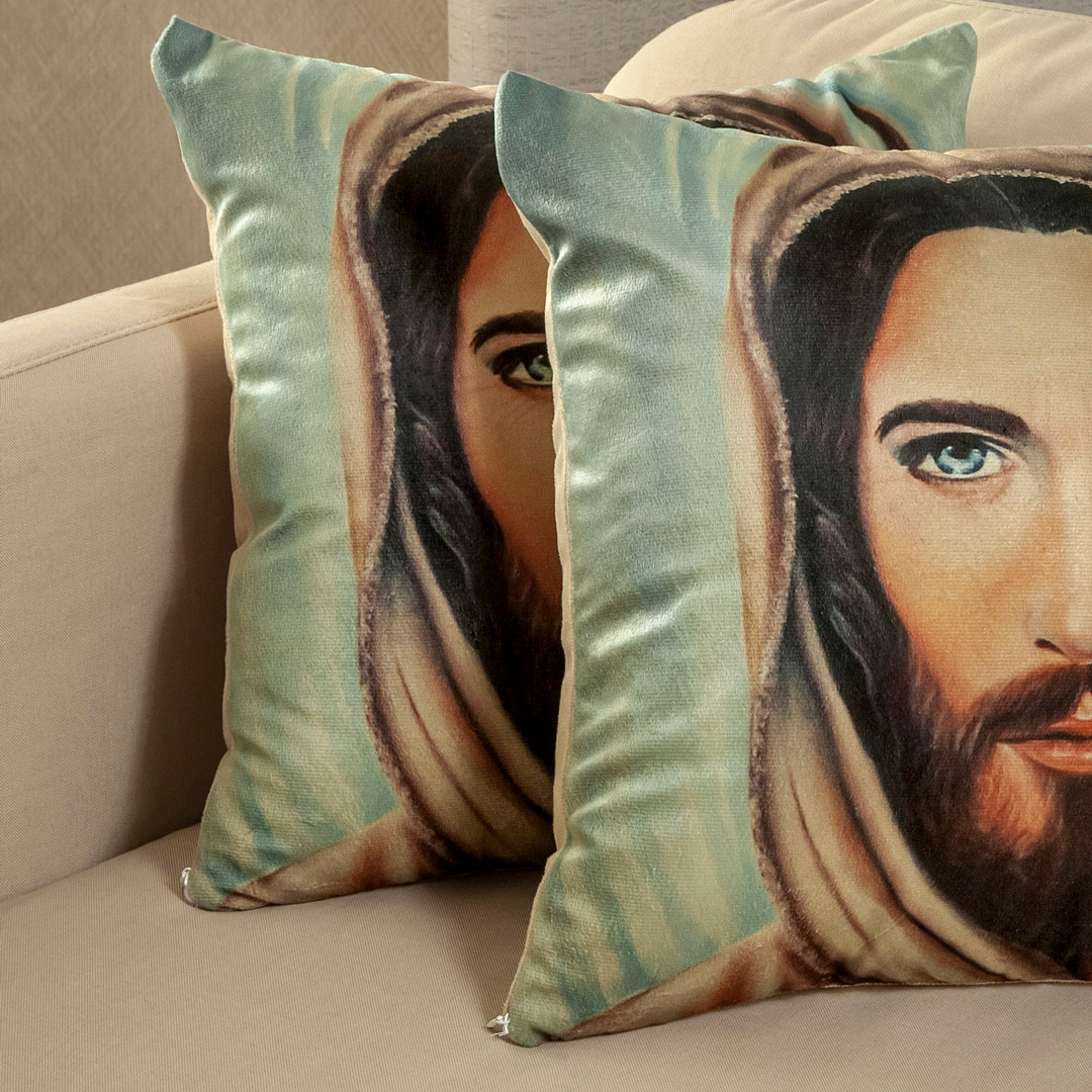 Forro Cojín Jardín del Edén Mirada De Jesús-2