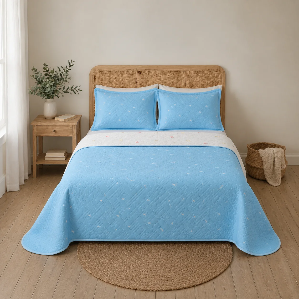 Cubrelecho Termosellado Doble Faz Cotton Sense  Jardín Celestial-3