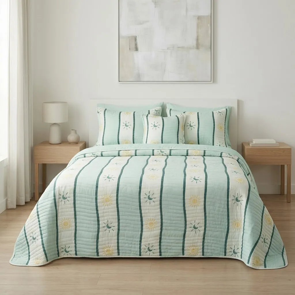 Cubrelecho Estampado Prensado Doble Faz Luna Celestial-3
