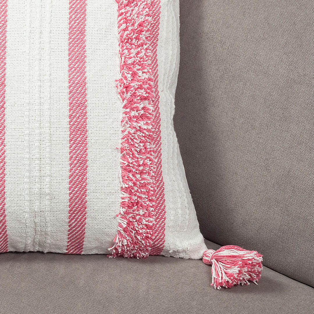 Forro Cojin Artisan Lineas Rosadas-2
