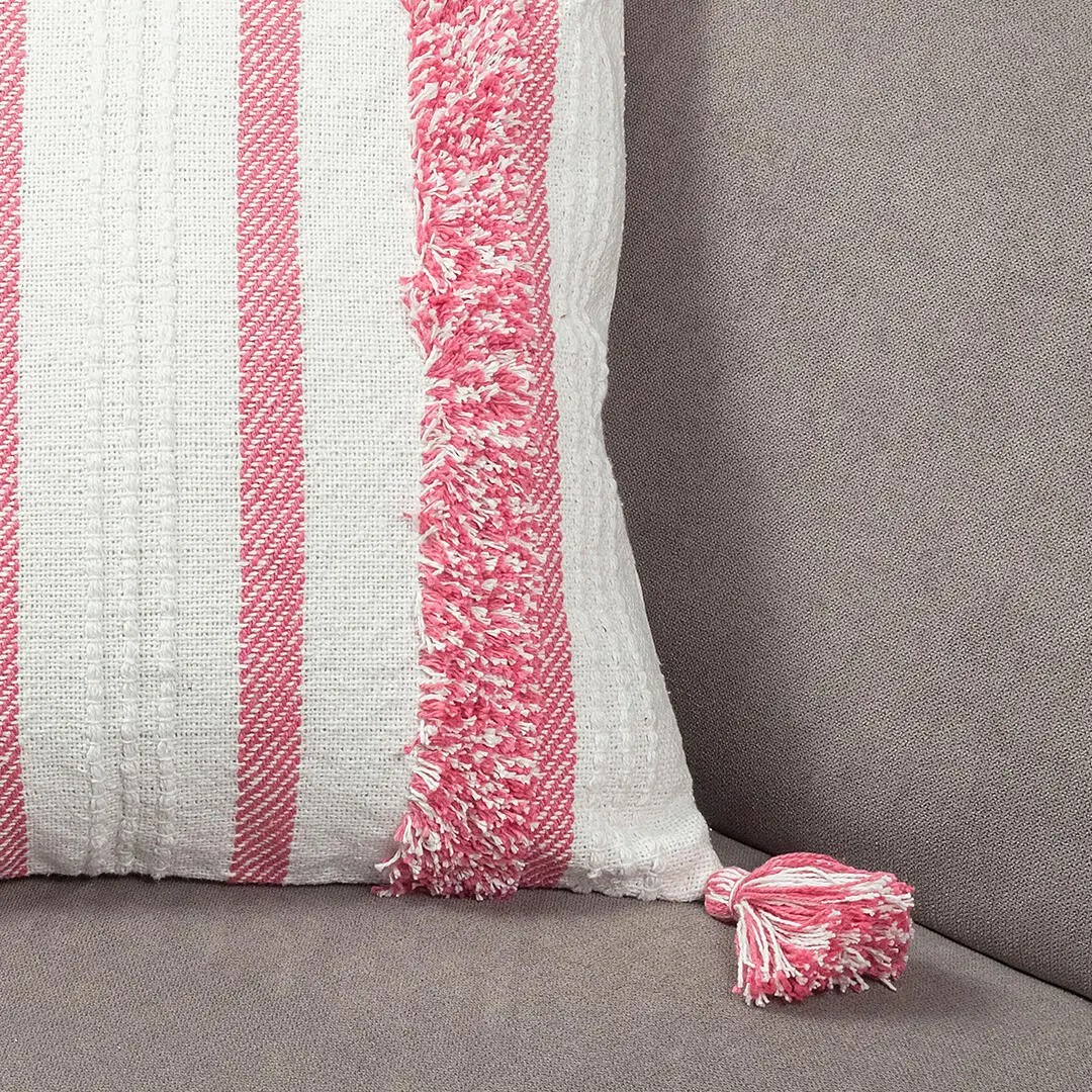 Forro Cojin Artisan Lineas Rosadas-2