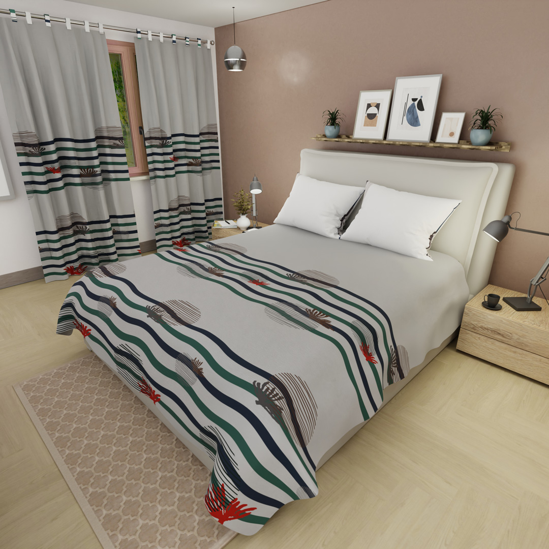 Juego De Sábanas Con Cortinas Palma White