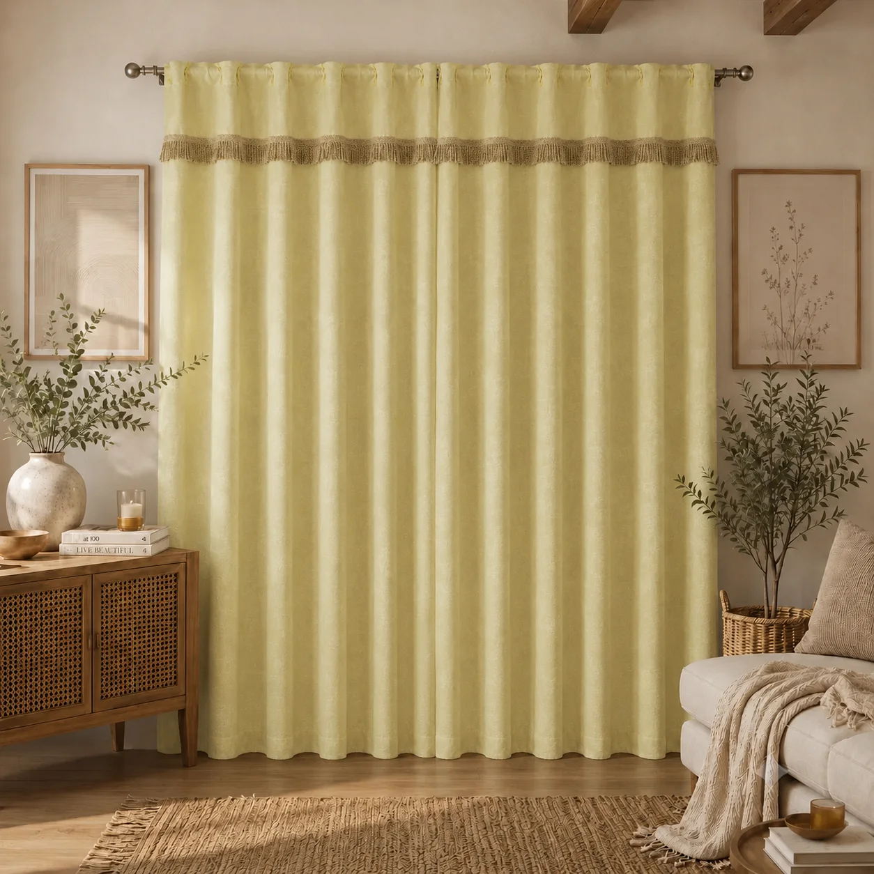 Cortina Fleco Grueso  Beige-6
