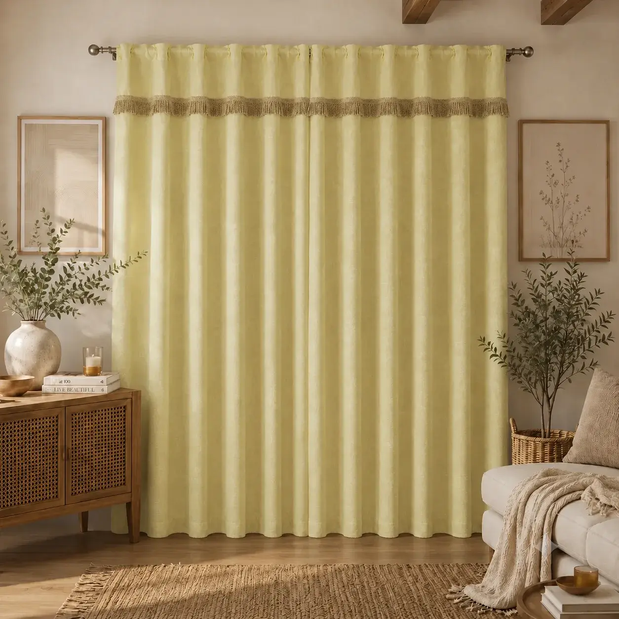 Cortina Fleco Grueso  Beige-6