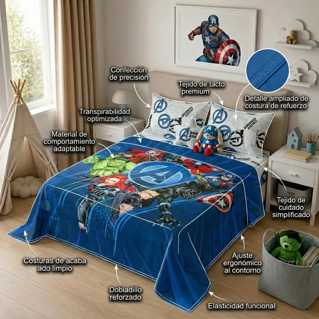Juego De Sabanas Core Disney Avengers Estampados Animados-6