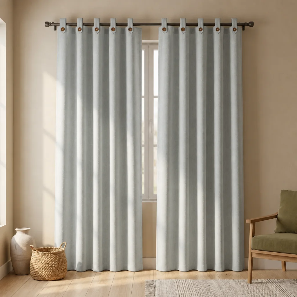 Cortina Lino Boton Ancestral Gris Neutrales