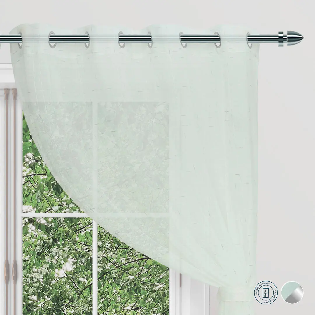 Cortina Velo Charm Argolla Lineas Gris