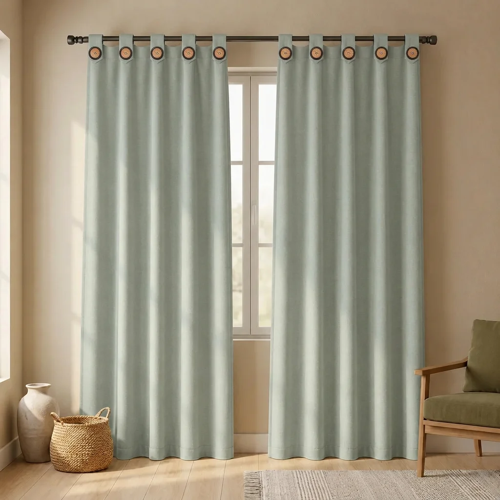 Cortina Ramia Boton Ancestral Gris Azul