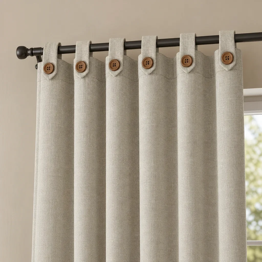 Cortina Lino Boton Ancestral Verde Neutrales-3