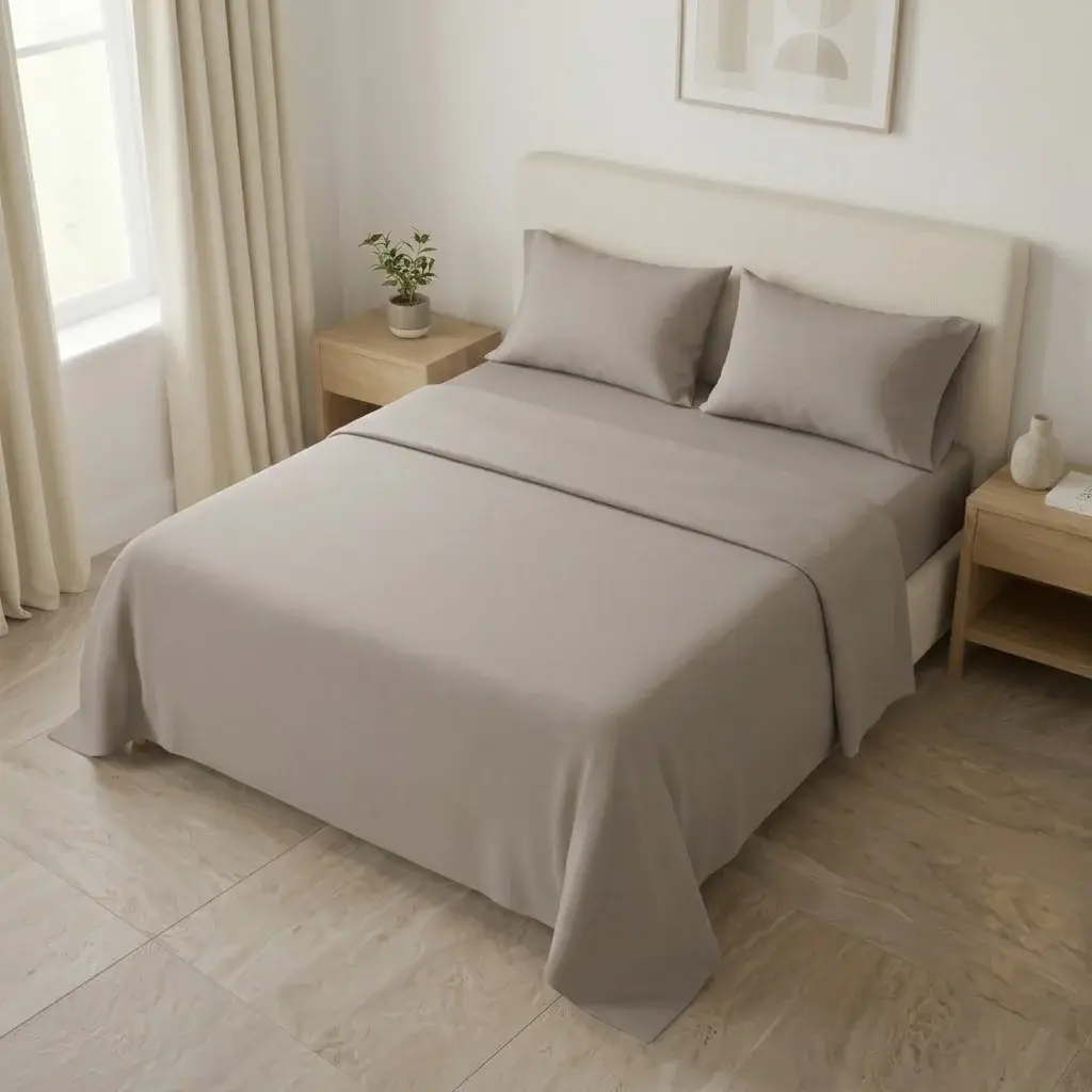 Juego De Sabanas 4 Fundas Linea My House Beige Suavizada
