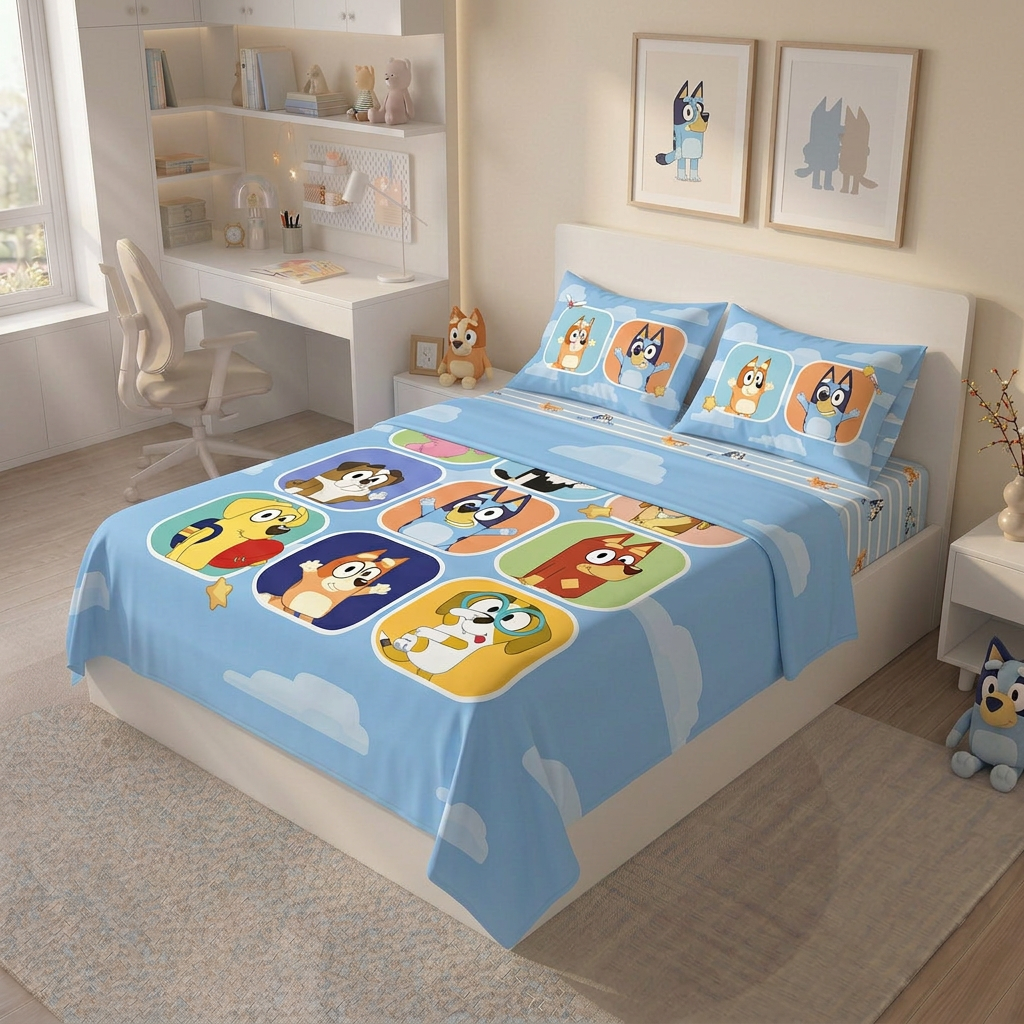 Juego de Sábanas Bluey Amigos