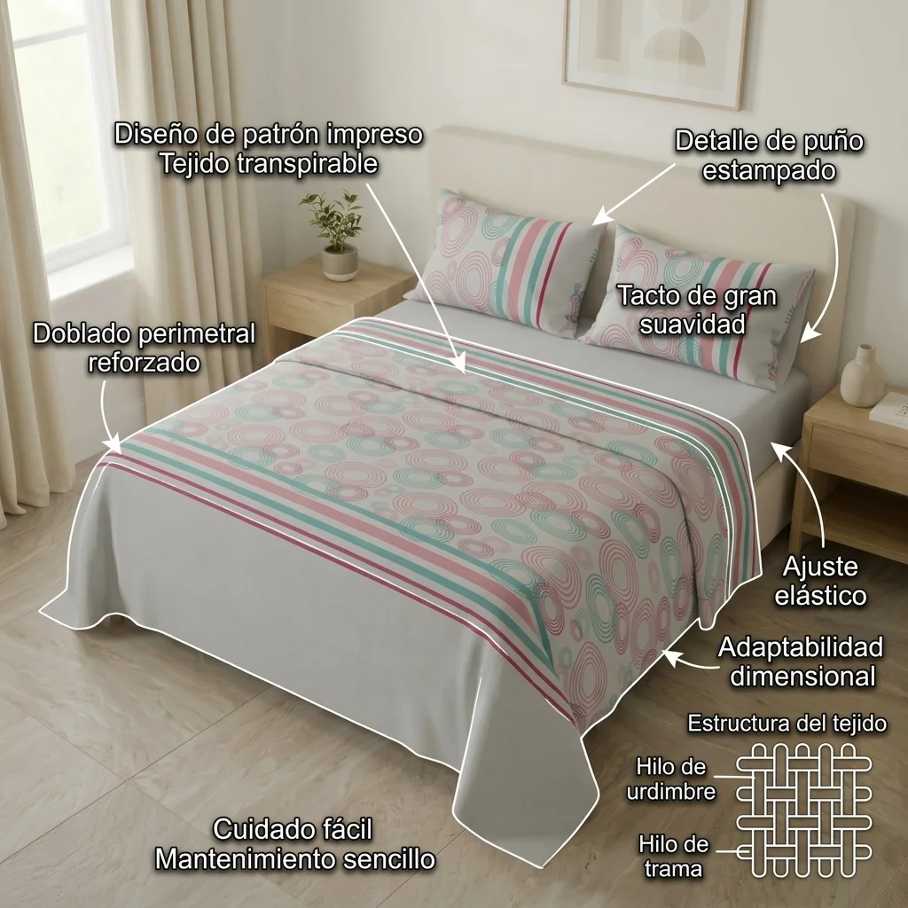 Juego de Sábanas Microfibra Suavizada Ripple Mint-6