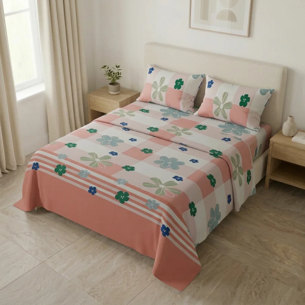 Juego de Sábanas Microfibra Suavizada Rosella Floral Salmon