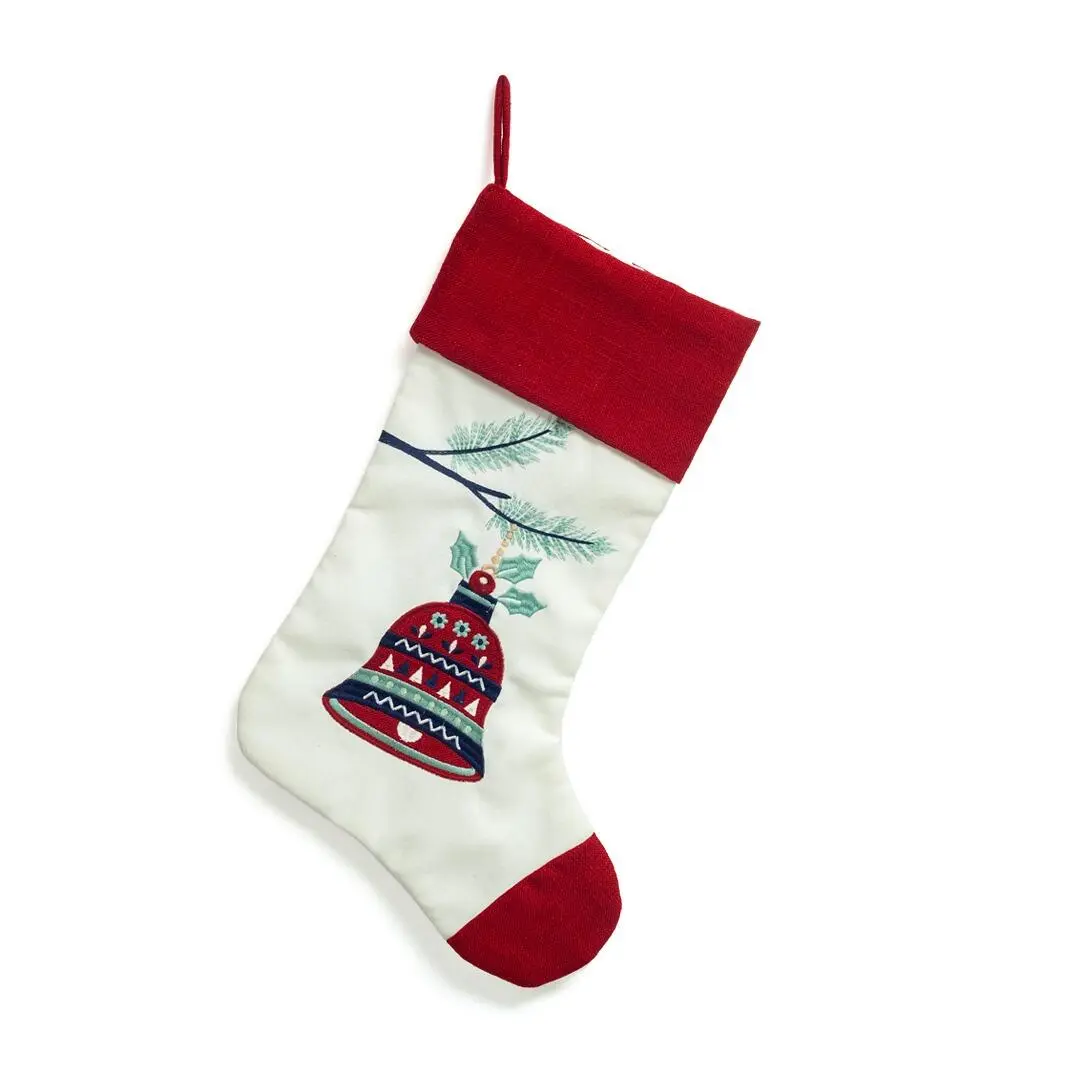 Bota De Navidad Campana Navideña Fondo Blanco Con Rojo