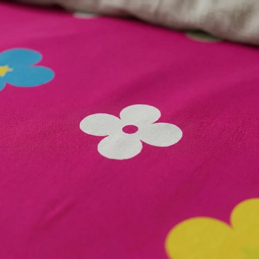 Juego De Sábanas Con Cortinas Fiesta Floral Fucsia-4