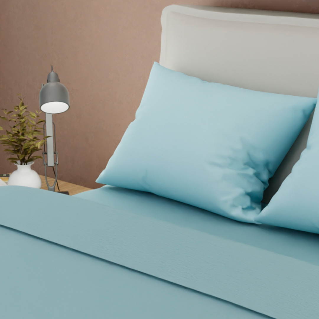 Juego De Sabanas Con Cortina Azul Confortable