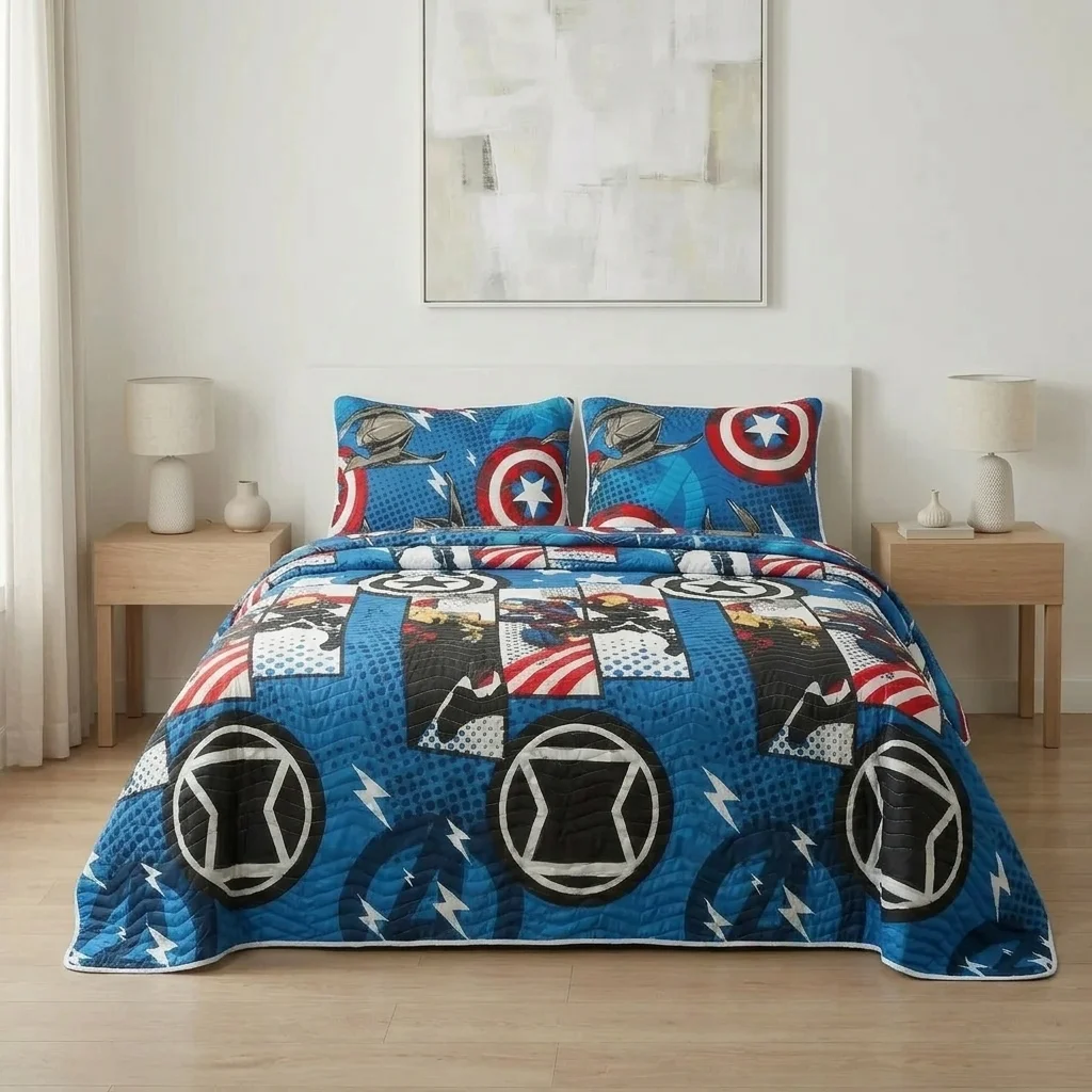 CUBRELECHO PRENSADO CAMA SEMIDOBLE  MARVEL  AVENGERS-3