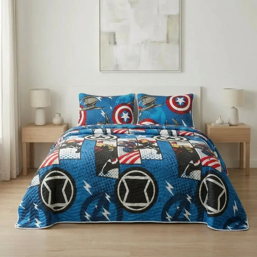 CUBRELECHO PRENSADO CAMA SEMIDOBLE  MARVEL  AVENGERS-3