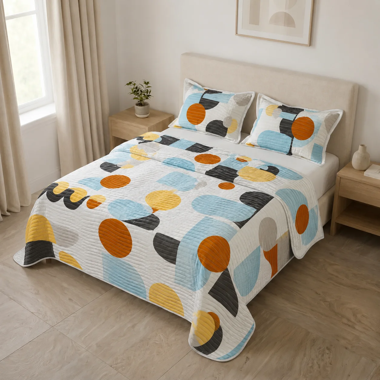 Cubrelecho Estampado Prensado Doble Faz Geo Balance