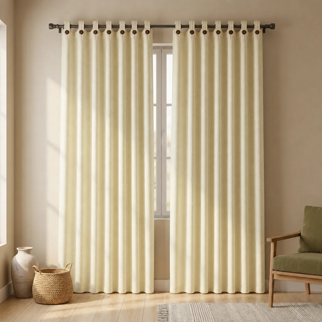 Cortina Ramia Boton Ancestral Beigue Clasica