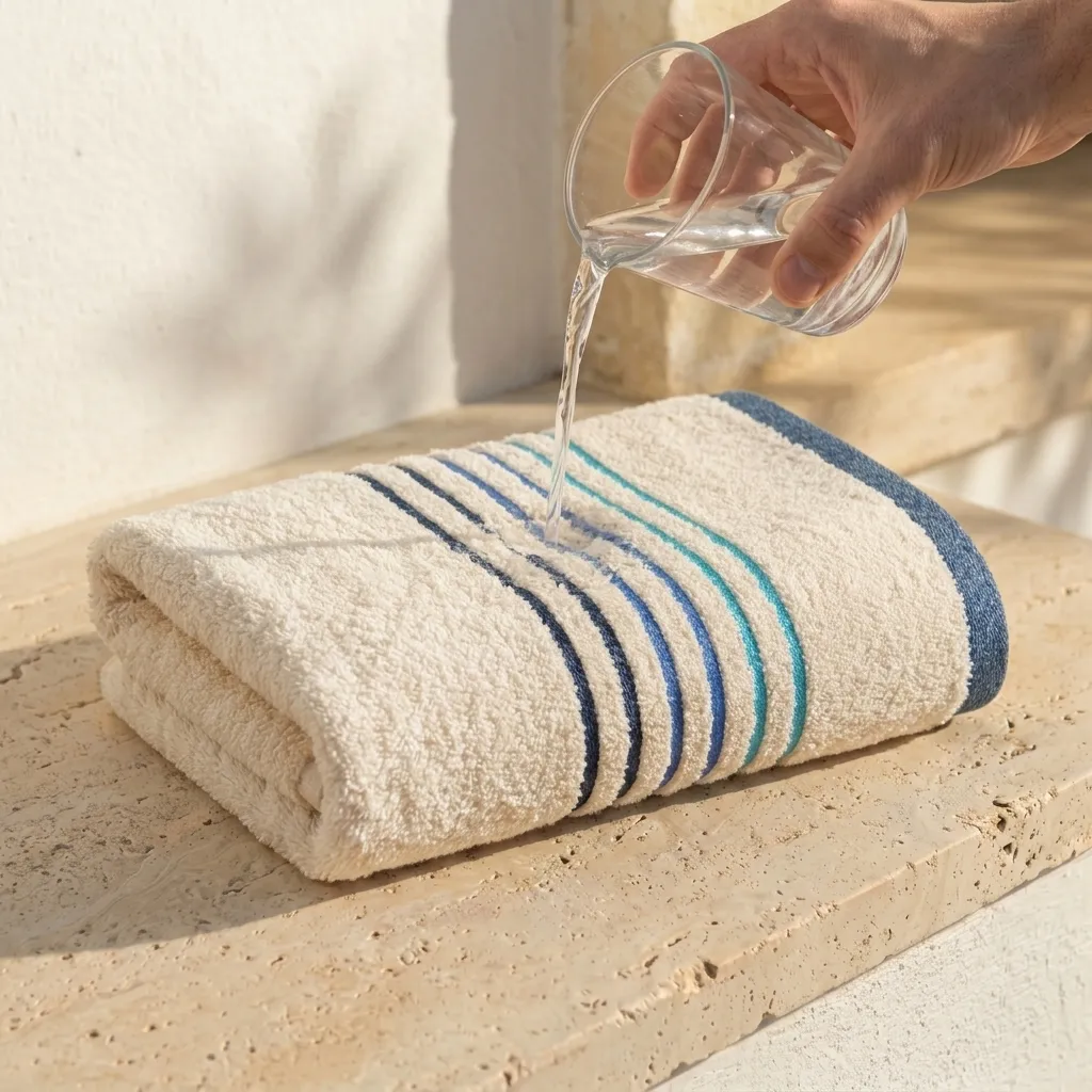 Toalla Mediterráneo Beige Con Linea Azul Oscuro  550 Gr-3