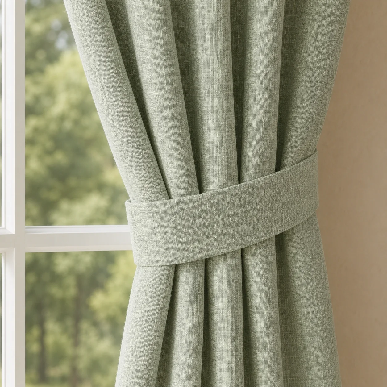 Cortina Lino Boton Ancestral Verde Neutrales-2