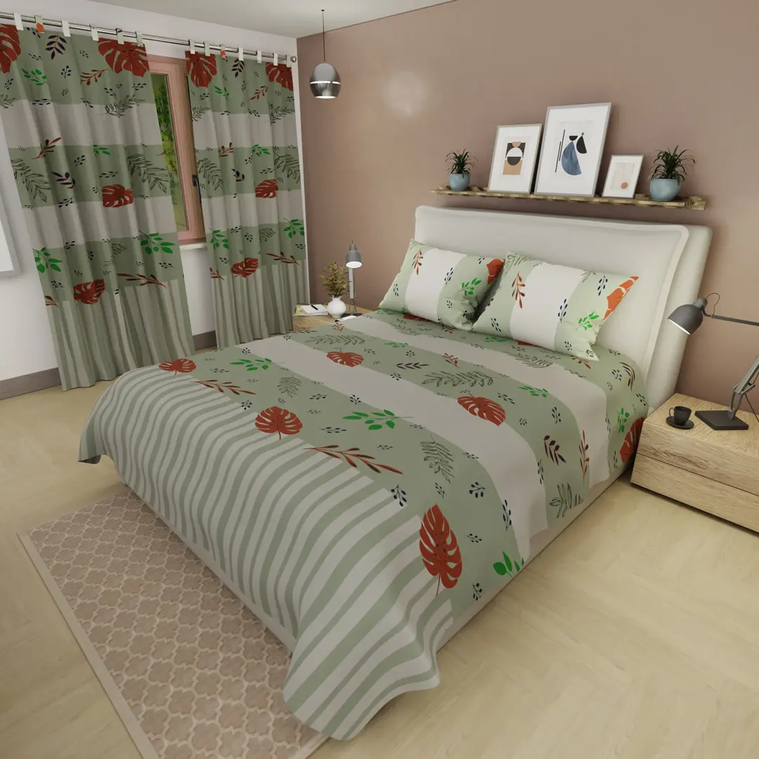 Juego de Sábanas Microfibra Suavizada Avoria Salvaje Verde