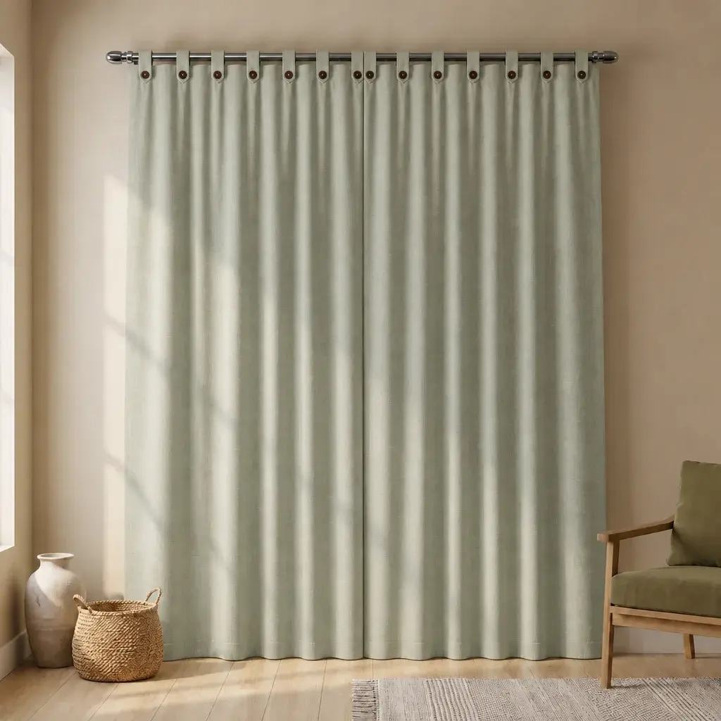 Cortina Lino Boton Ancestral Beige Neutrales-6