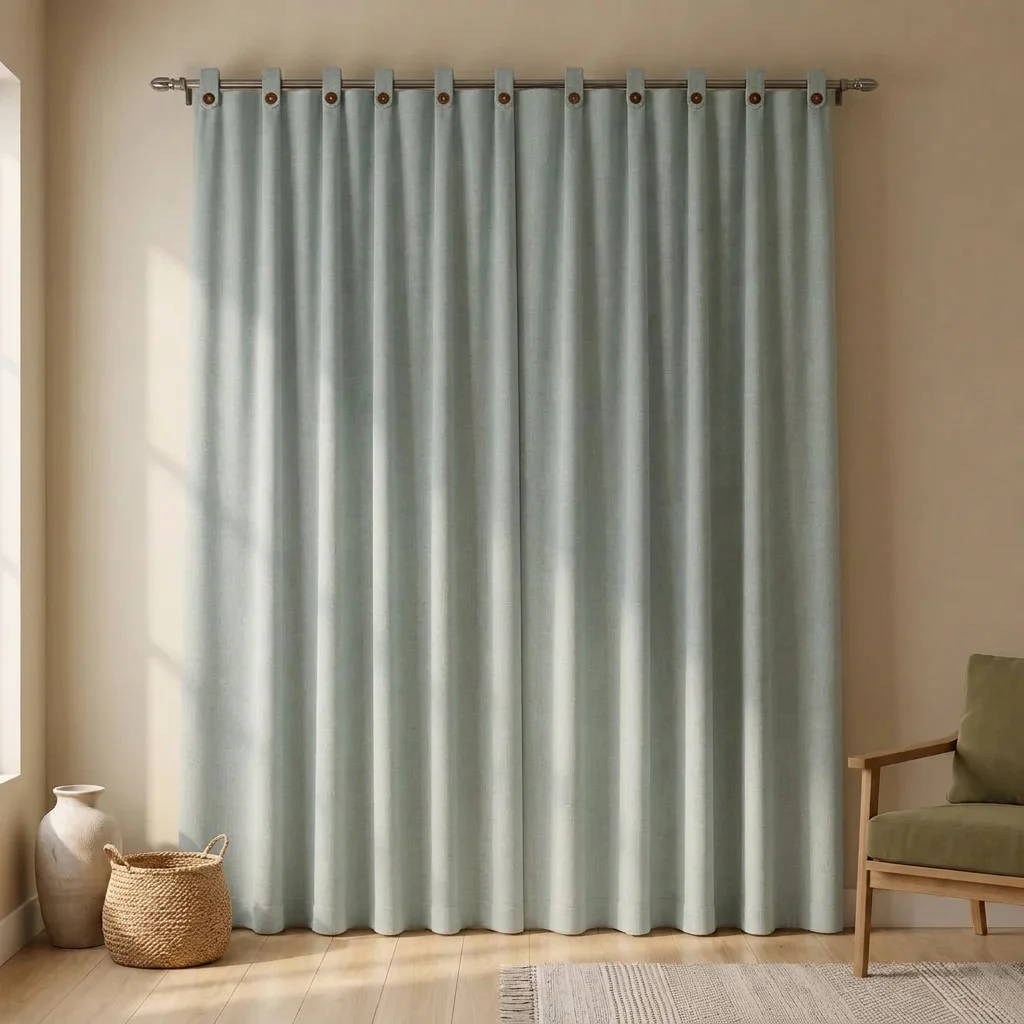 Cortina Lino Boton Ancestral Gris Neutrales-6